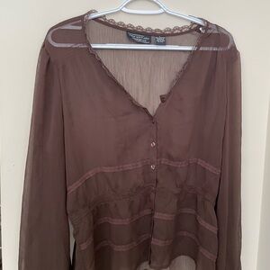Women's Sheer Brown Top